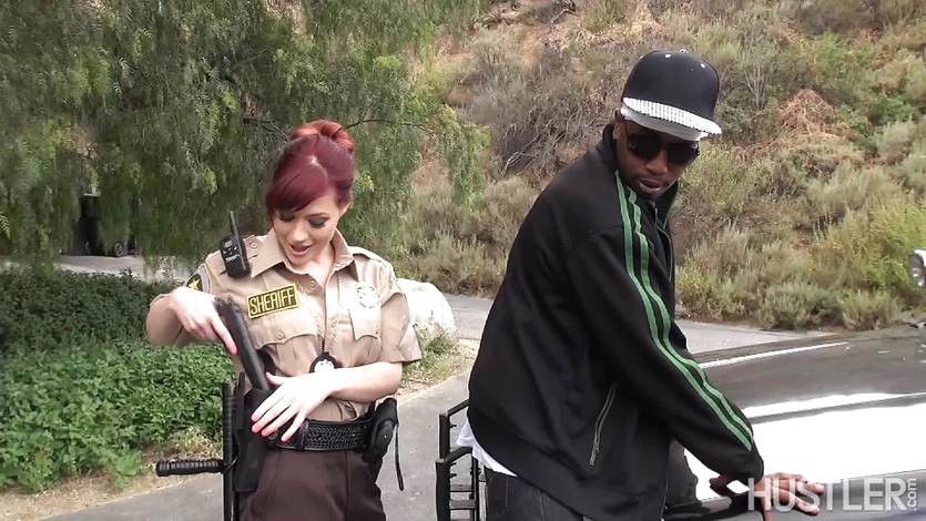 Horny officer fuck a black dick