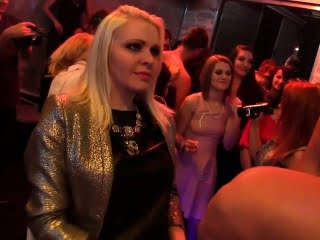 Party babes gobbling cock