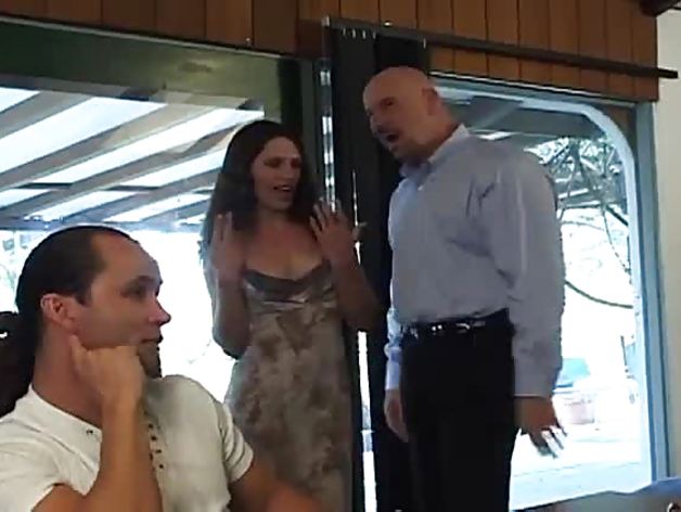 Brunette bitch drilled and double penetrated by four horny dudes