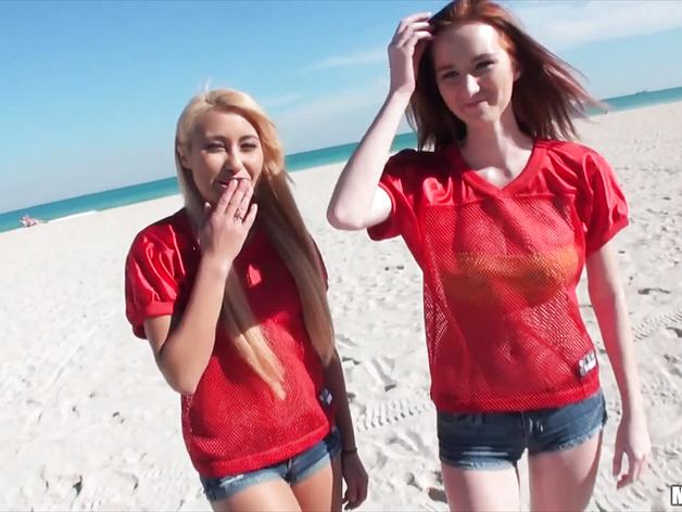 Sexy girls Marina Angel and Dee Dee Lynn foursome fuck