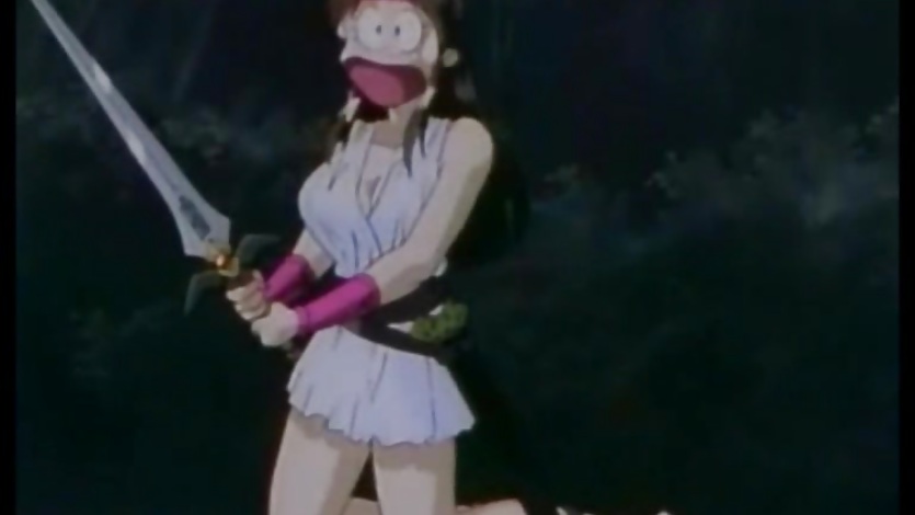 Swordwoman hard fight with monsters