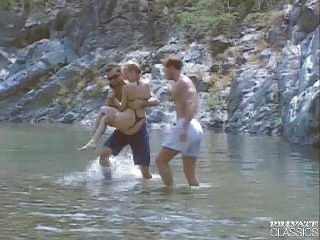 Hot Monique Covet, DP Trio by the River