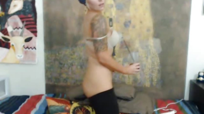 Gorgeous Blonde Cums with Double Dildo